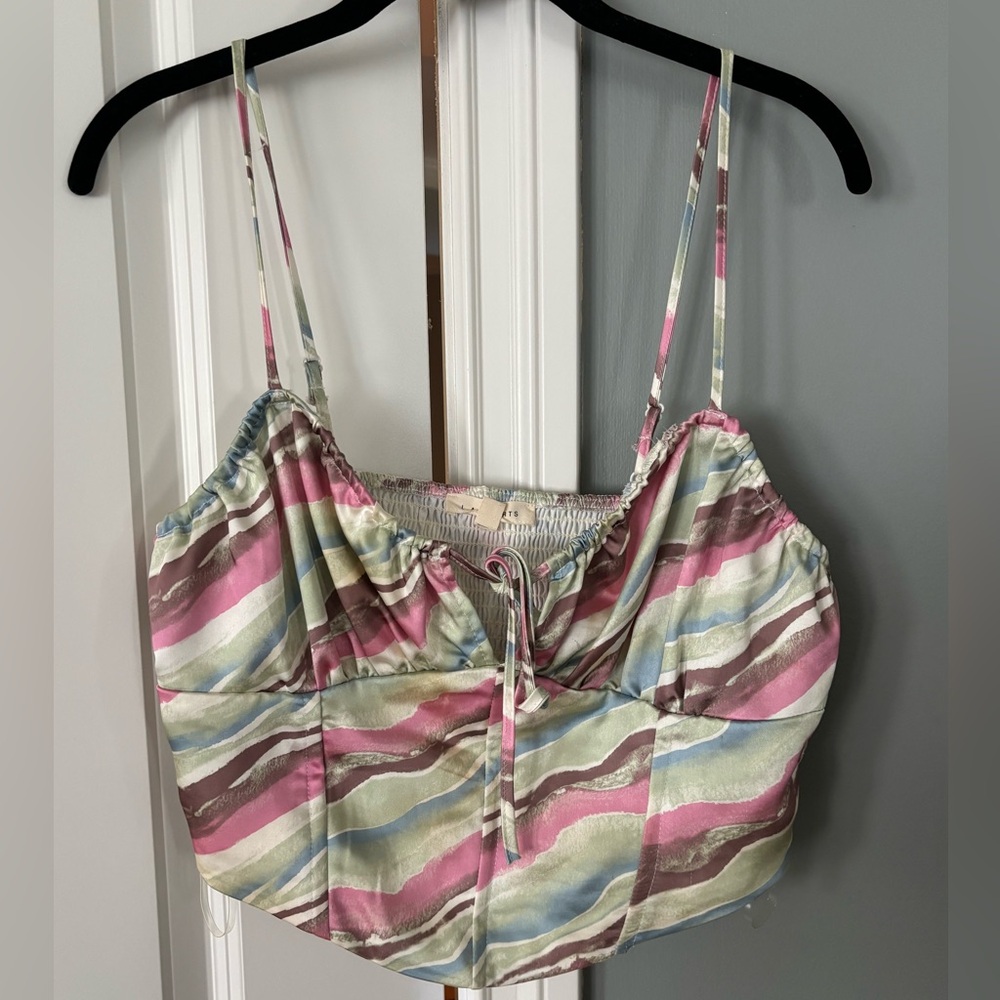 LA Hearts Striped Multicolor Crop Top Sz l